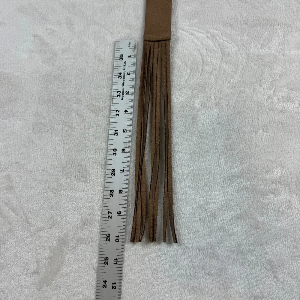Faux Suede Fringe Belt Womens OS Brown Double Ring Boho Western Rustic Unbranded